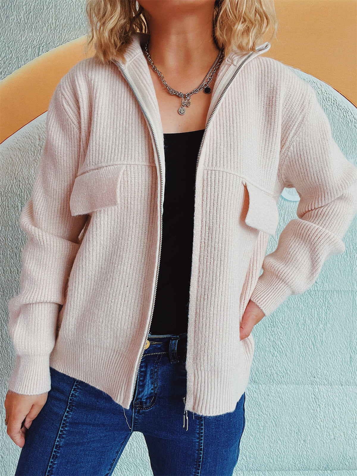 Cardigan Sweater with Zipper for Women