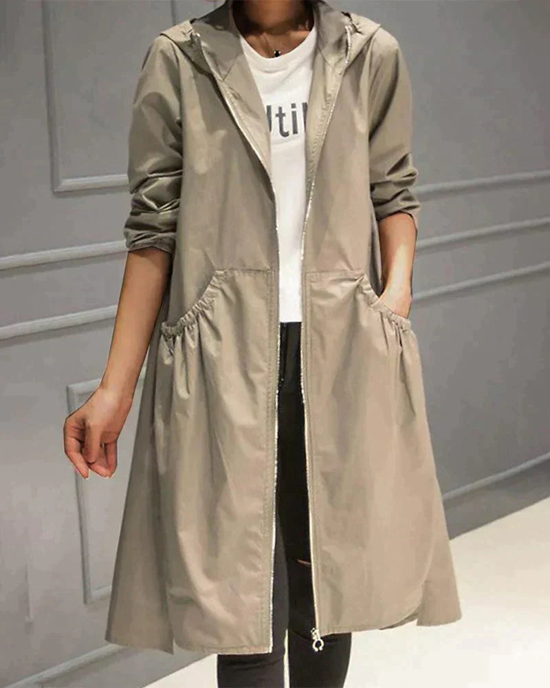 Chic Mid-Length Rain Jacket for Women