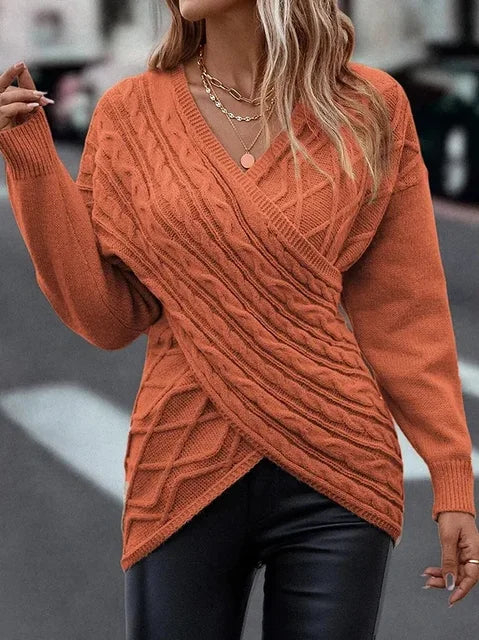 Emmy | Elegant Cross Sweater for Women