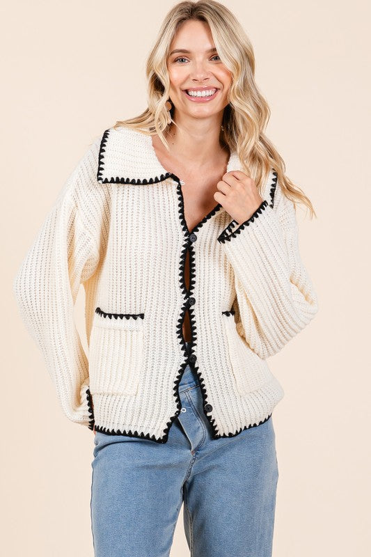 Knitted Cardigan for Women - Ideal for Fall & Winter