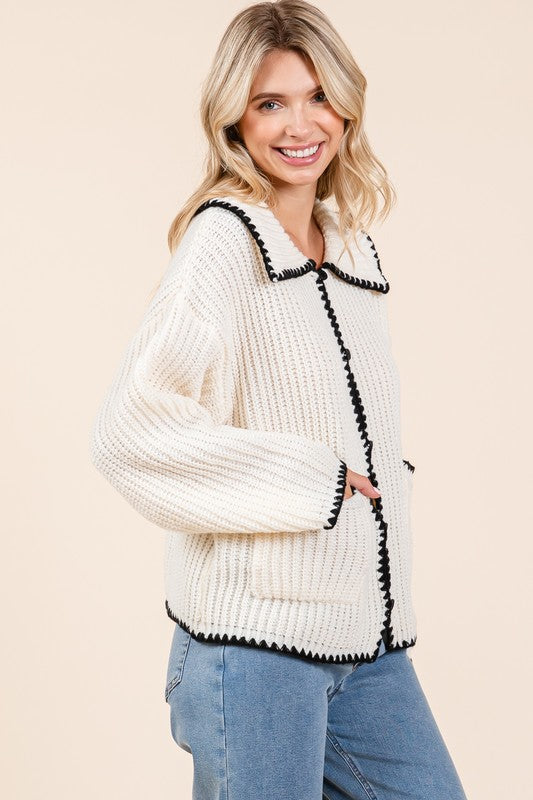 Knitted Cardigan for Women - Ideal for Fall & Winter