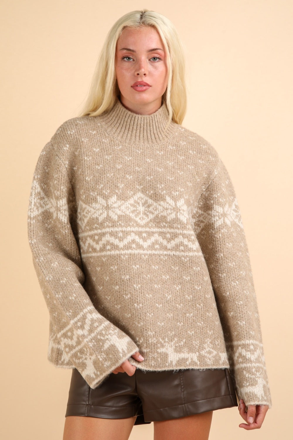 Beige Christmas Sweater for Women