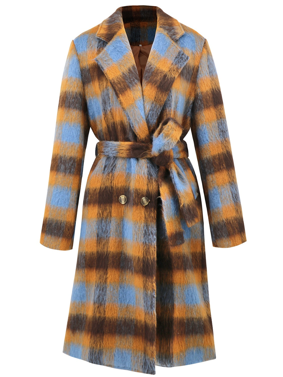 Amelia - Knitted Checked Coat with Collar