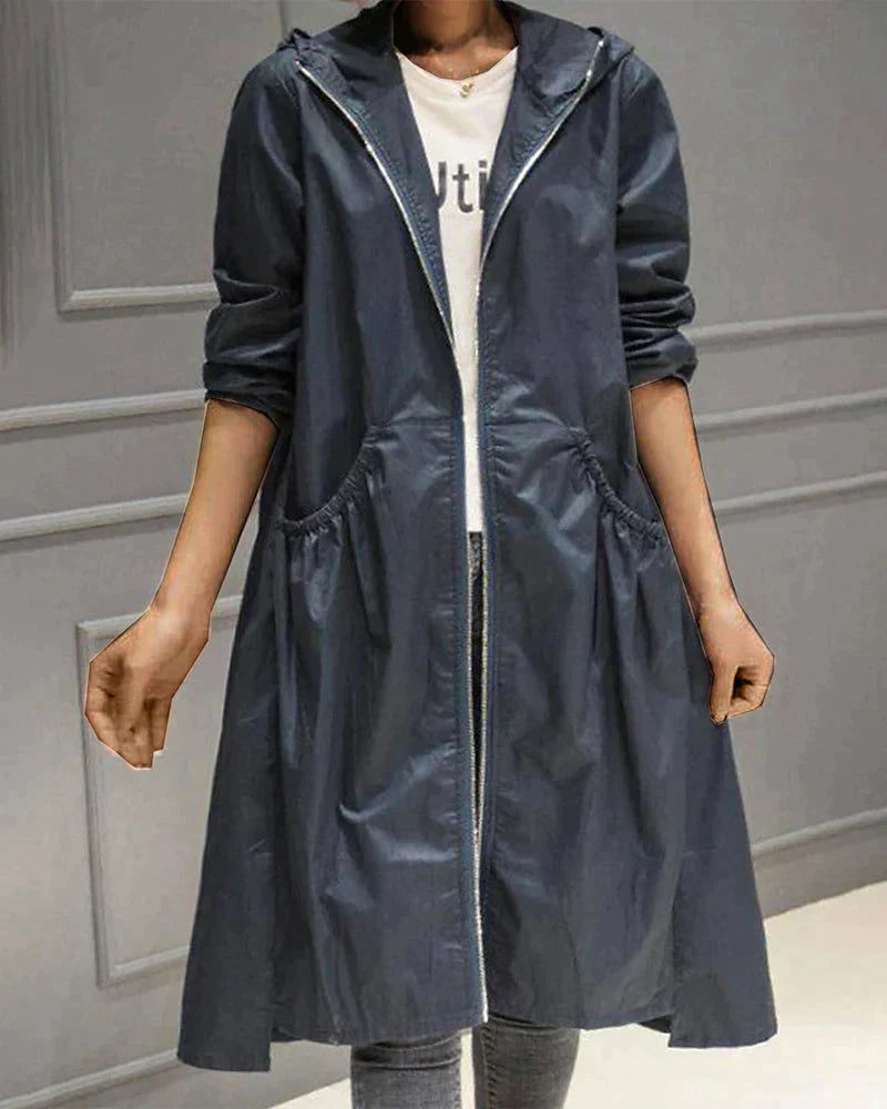 Chic Mid-Length Rain Jacket for Women