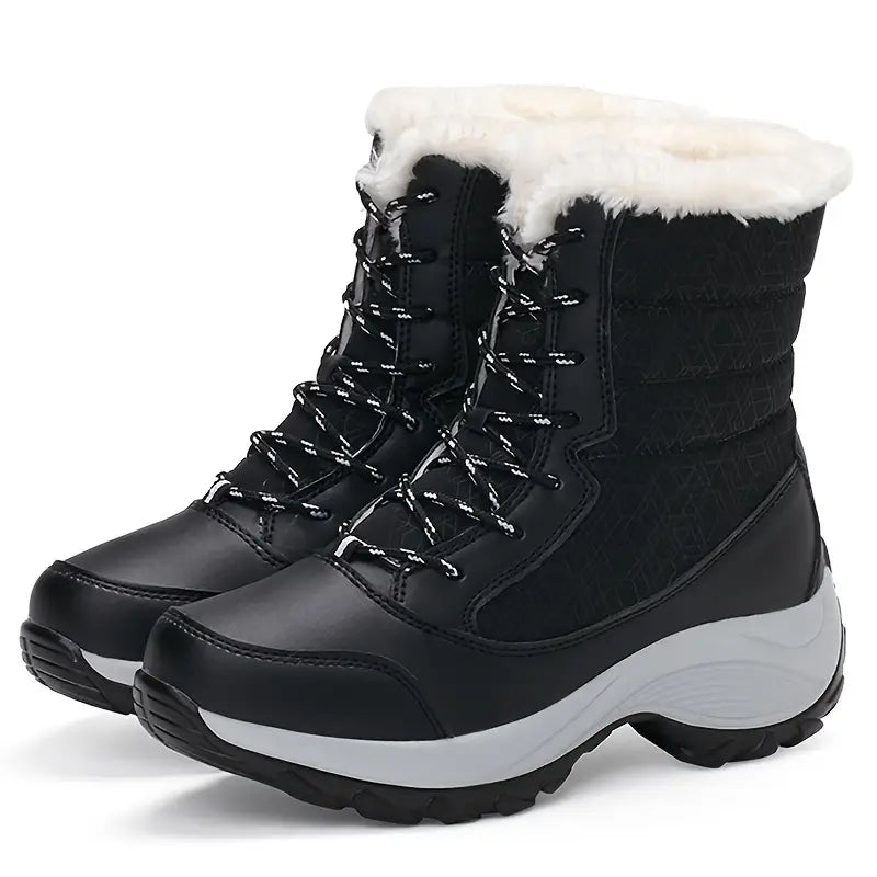 Warm, Waterproof, Plush Lined Ankle Snow Boots with Anti-Slip Traction for Women