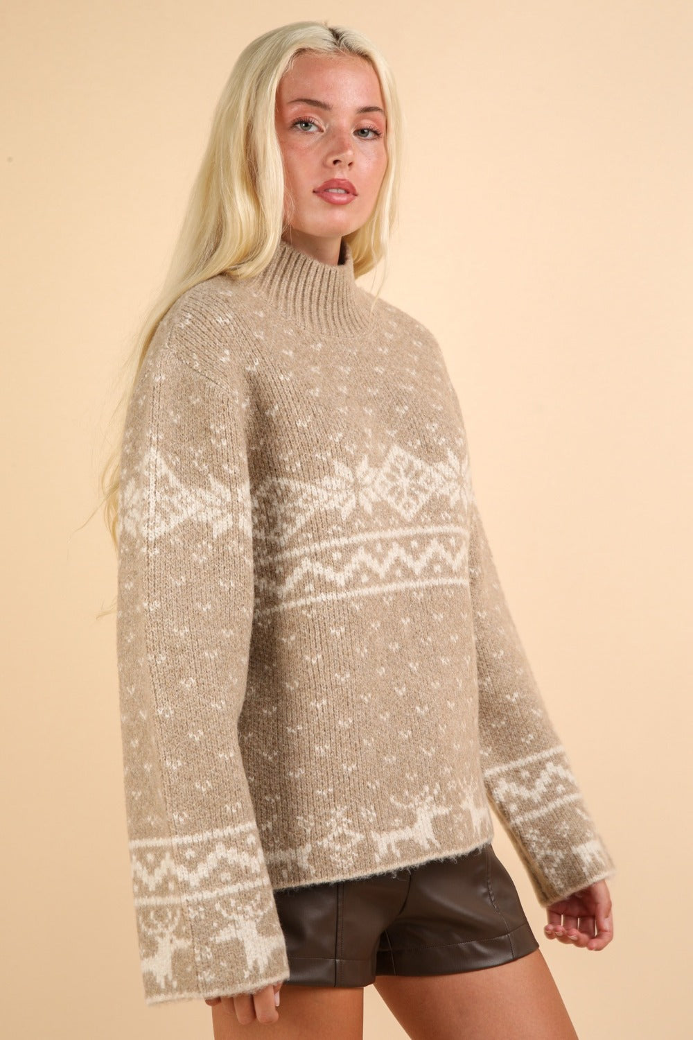 Beige Christmas Sweater for Women