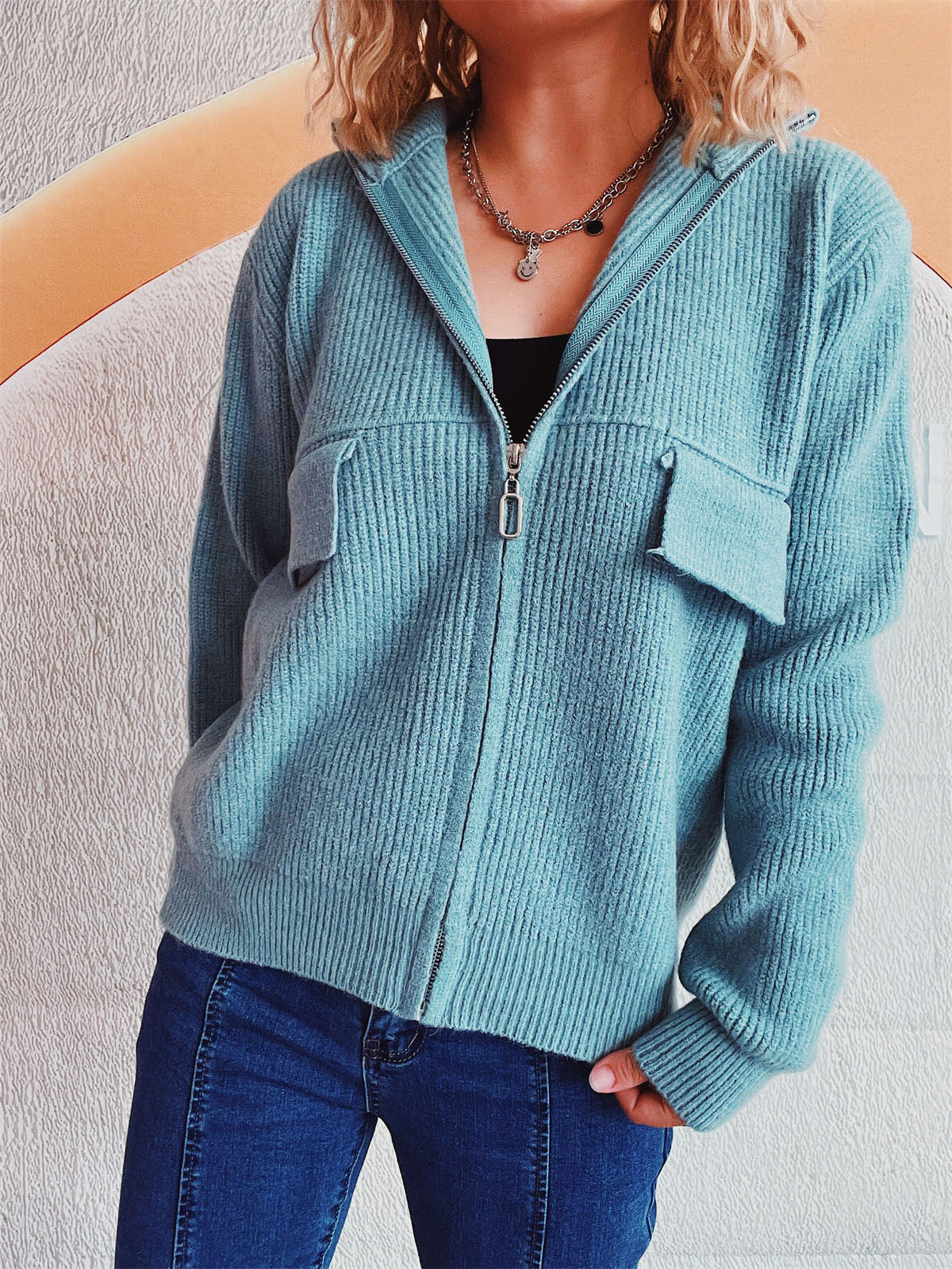 Cardigan Sweater with Zipper for Women