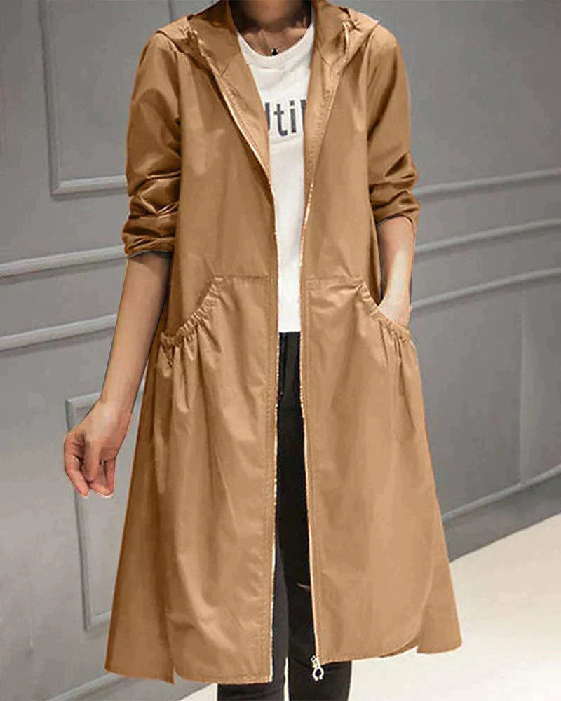 Chic Mid-Length Rain Jacket for Women