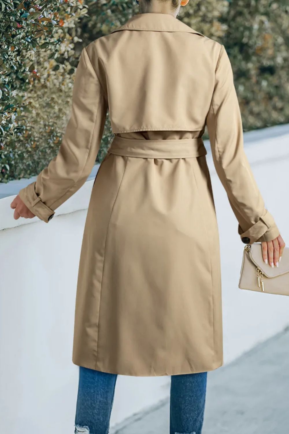 Stylish Beige Women's Trench Coat