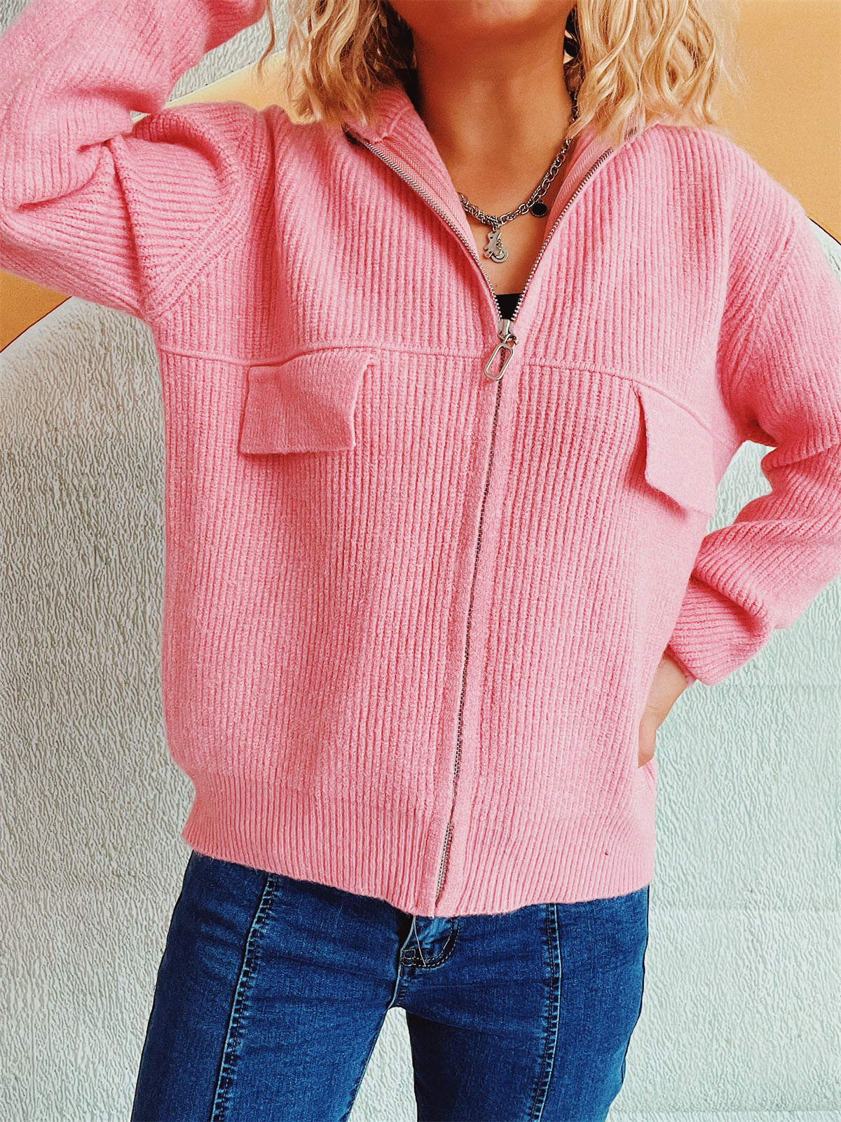 Cardigan Sweater with Zipper for Women