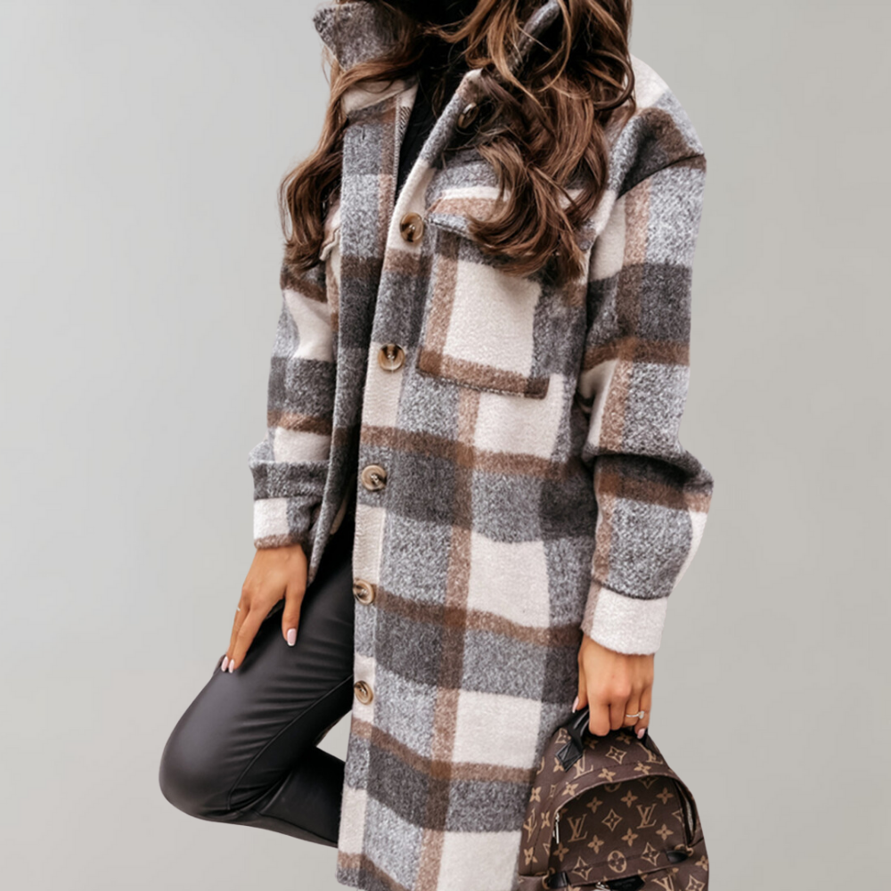 Iris | Women's Coat In Checked Pattern