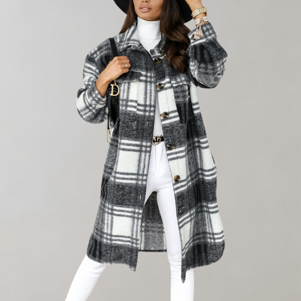 Iris | Women's Coat In Checked Pattern