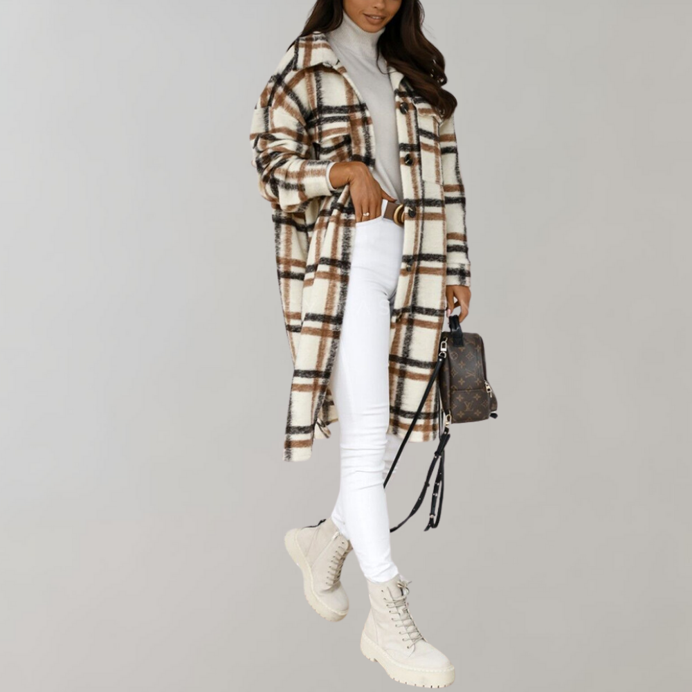 Iris | Women's Coat In Checked Pattern