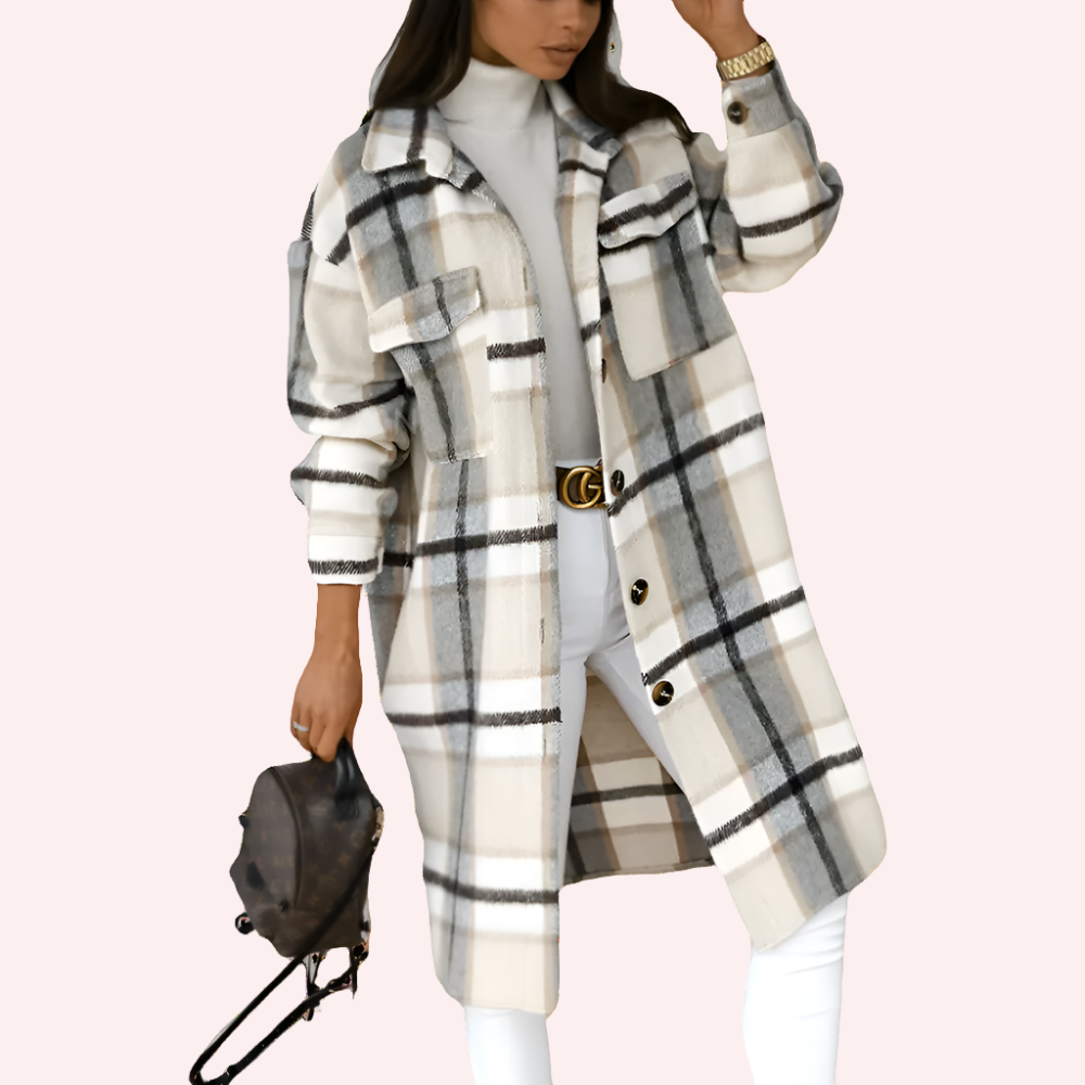 Iris | Women's Coat In Checked Pattern