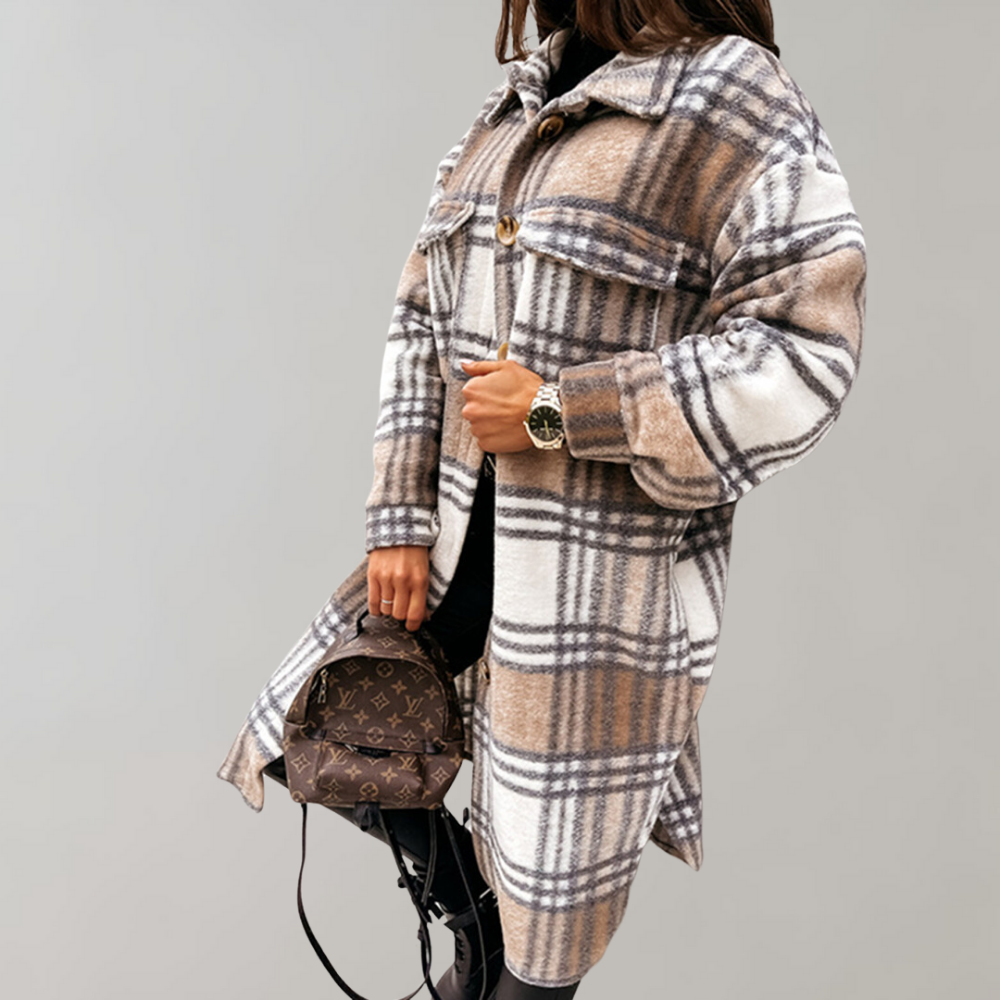 Iris | Women's Coat In Checked Pattern