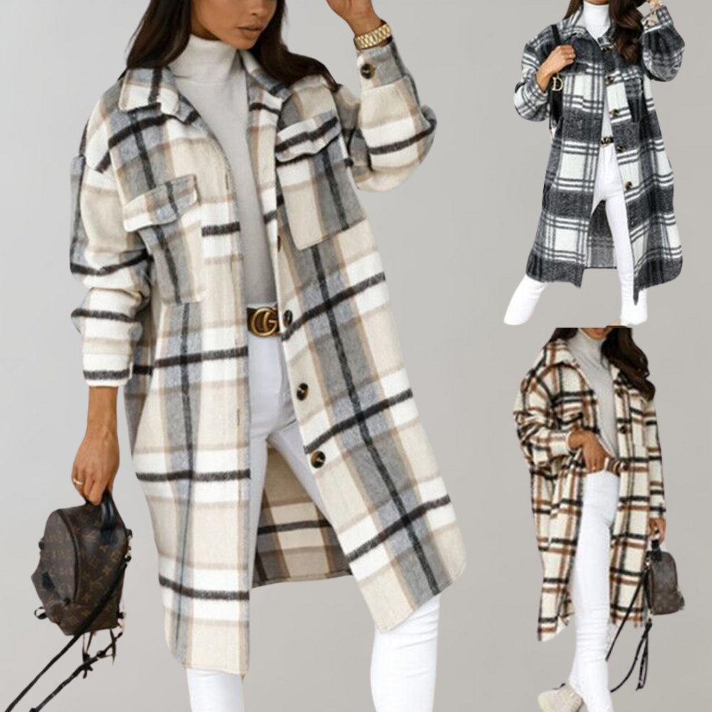 Iris | Women's Coat In Checked Pattern