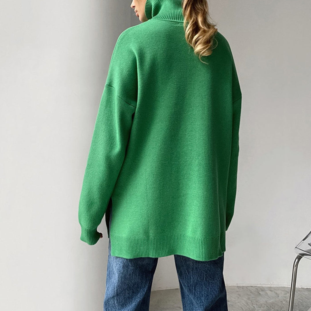 Loose Knit Women's Sweater with High Neck