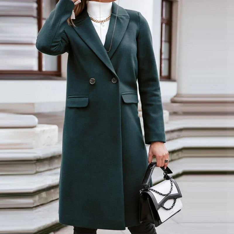 Lisa | Stylish Long Autumn Coat With Buttons