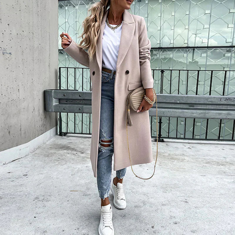 Lisa | Stylish Long Autumn Coat With Buttons