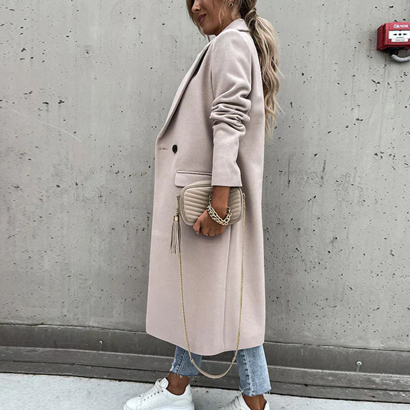 Lisa | Stylish Long Autumn Coat With Buttons