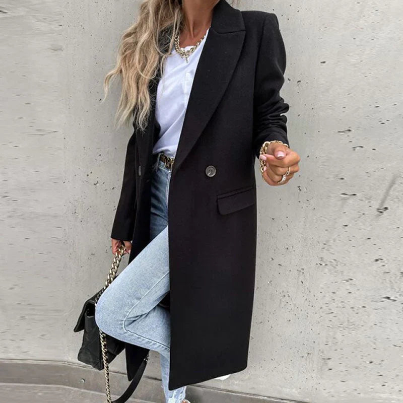 Lisa | Stylish Long Autumn Coat With Buttons