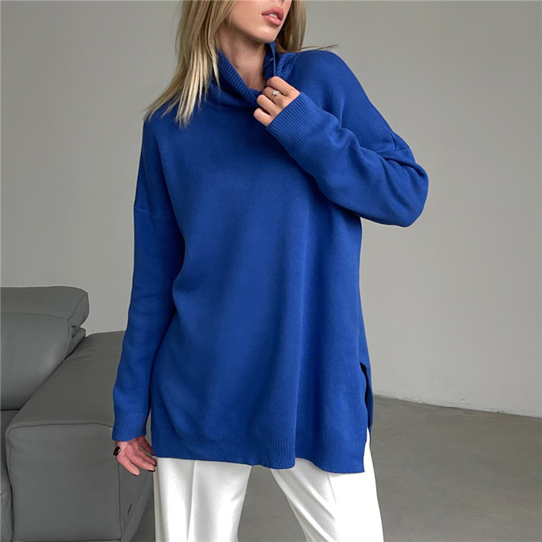 Loose Knit Women's Sweater with High Neck