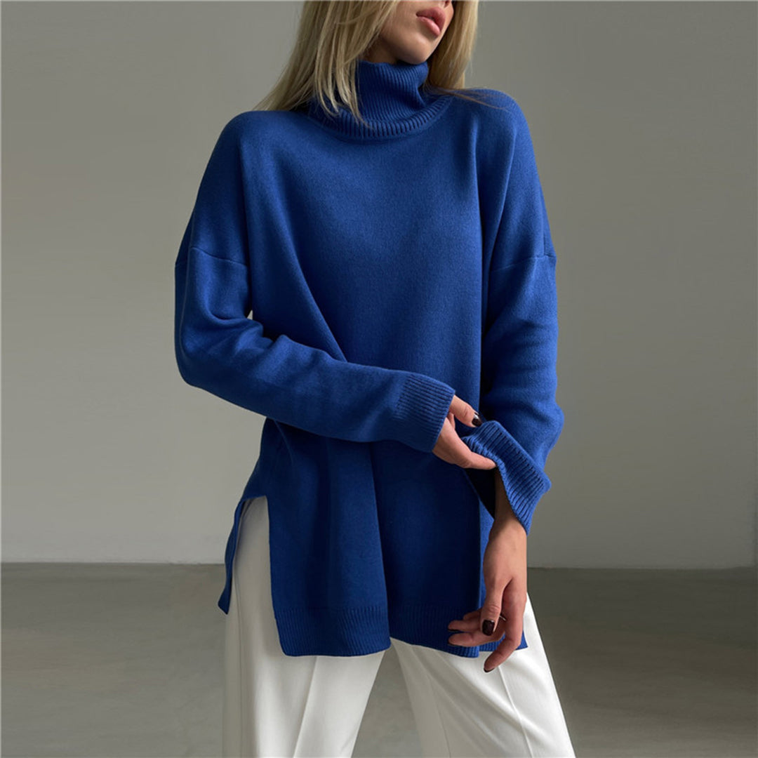 Loose Knit Women's Sweater with High Neck