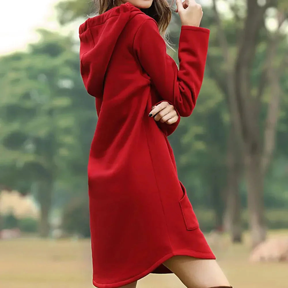 Casual Women's Hoodie Dress – Soft Warm Fit