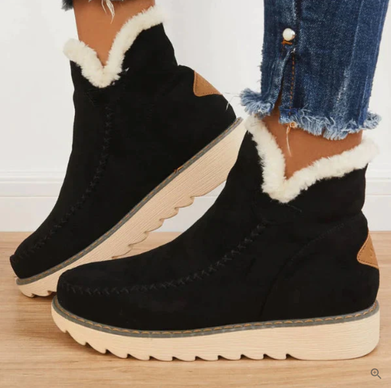 "Maddy" faux fur boots made of soft faux leather - casual, warm, stretchy