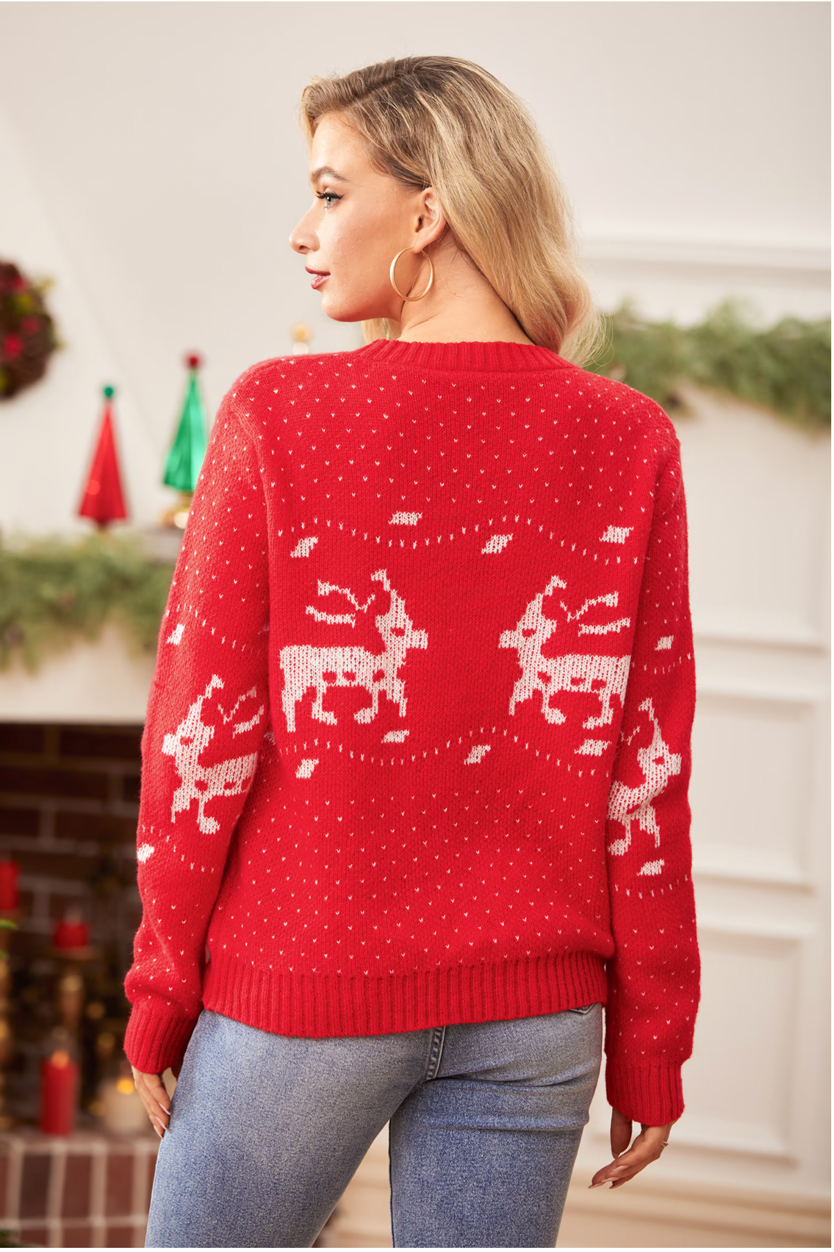 Red Reindeer Christmas Sweater