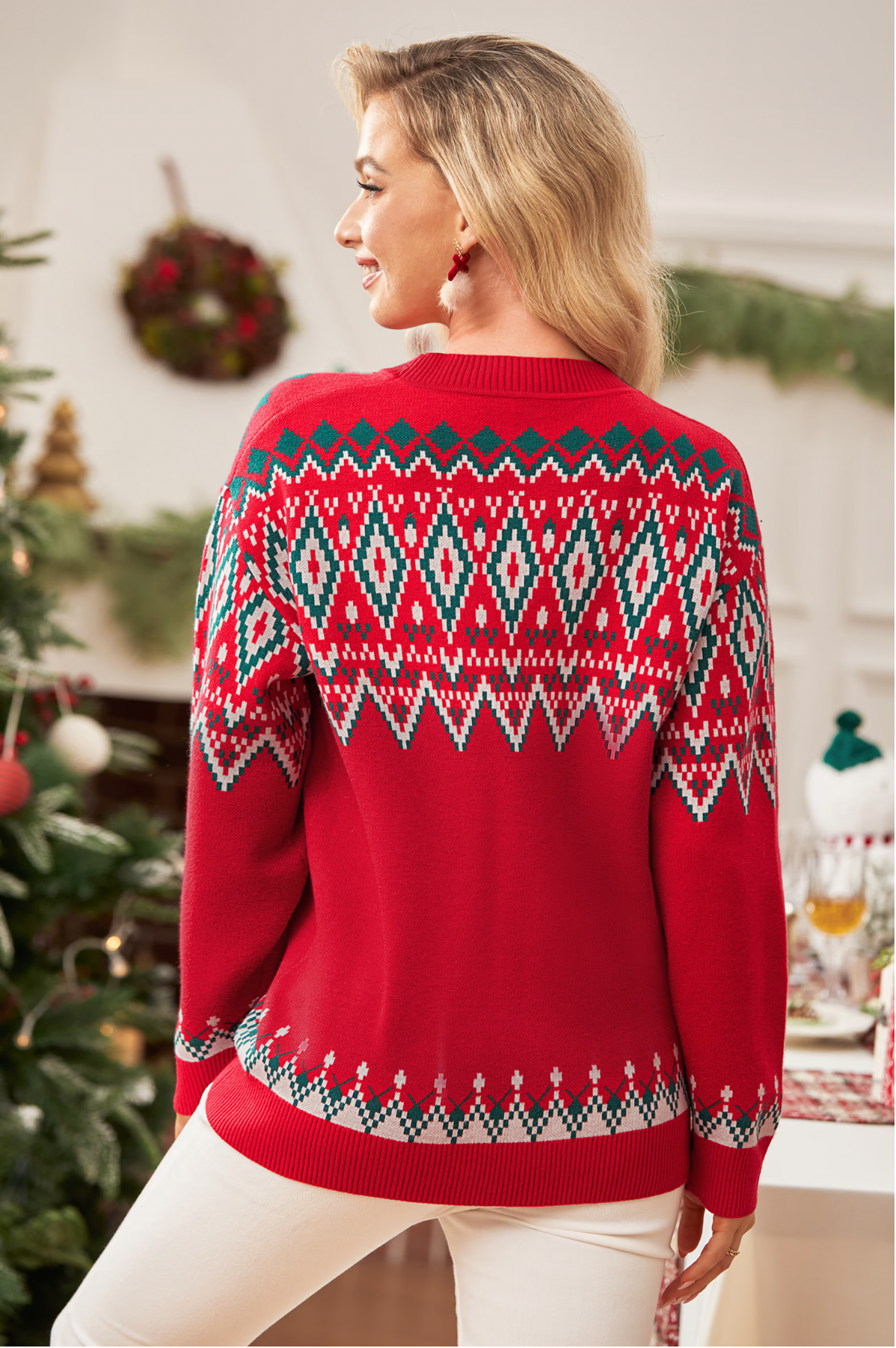 Red Crewneck Christmas Sweater