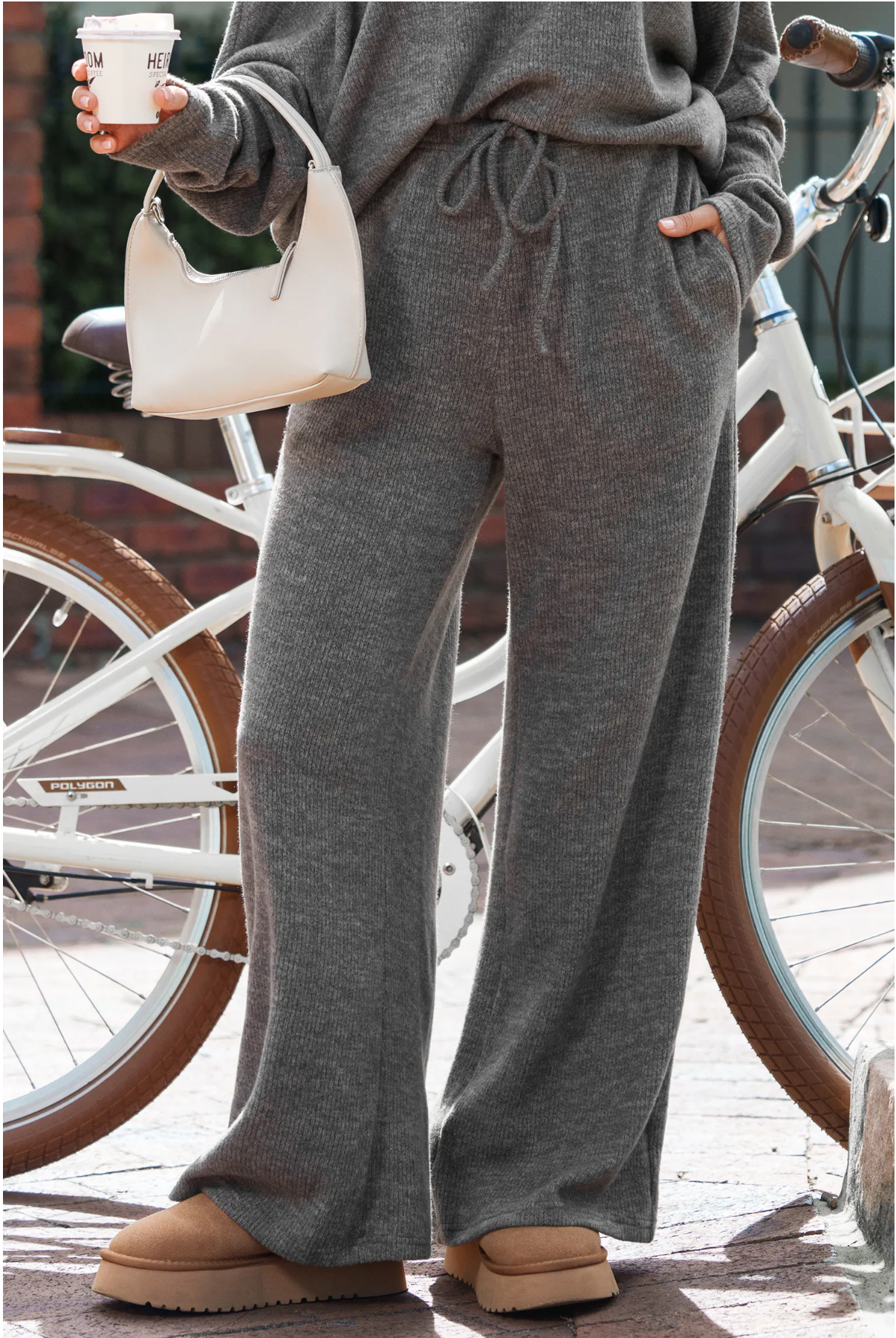 Grey Jersey Pants with Loose Fit Legs