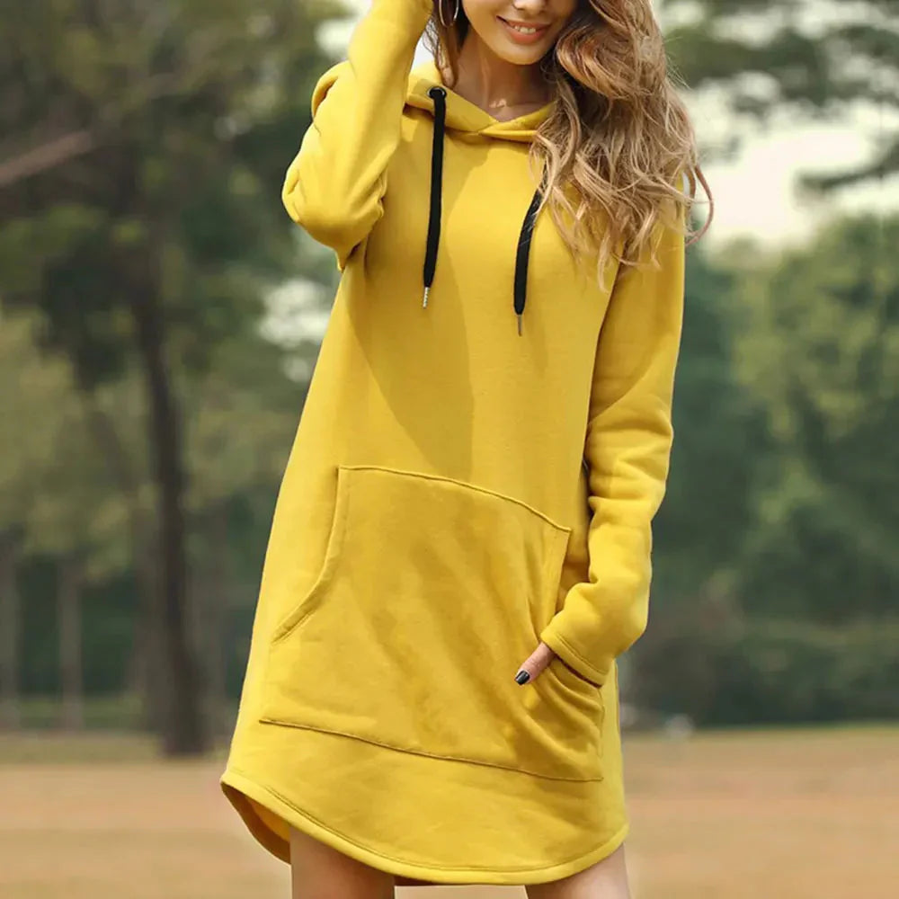 Casual Women's Hoodie Dress – Soft Warm Fit