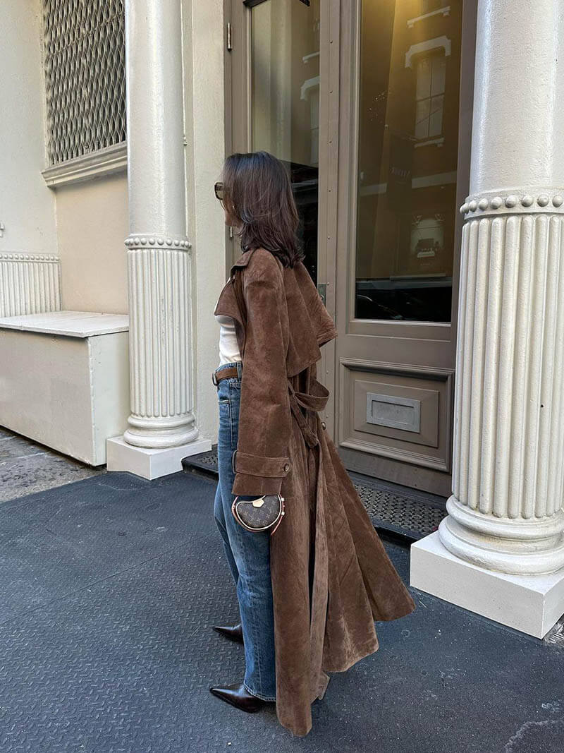 Comfortable Suede Trench Coat for Women