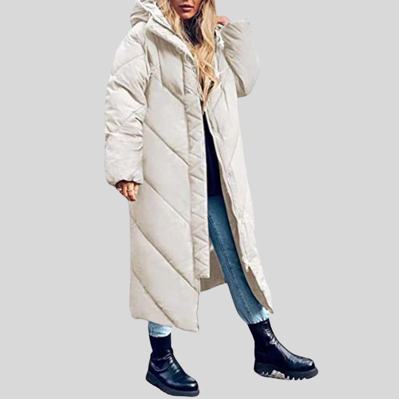 Chloe - Long, Warm Women's Coat with Hood