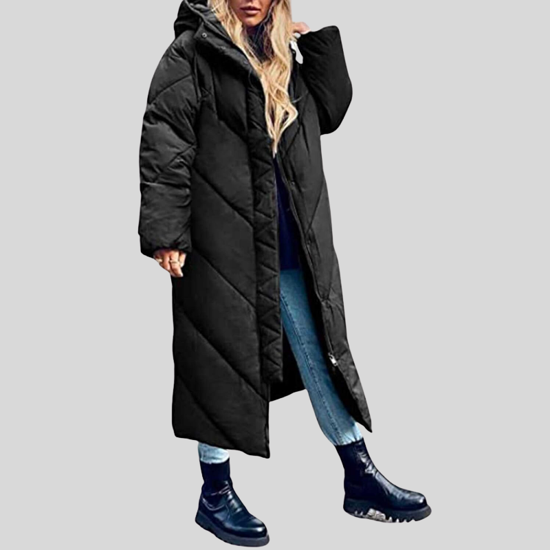 Chloe - Long, Warm Women's Coat with Hood