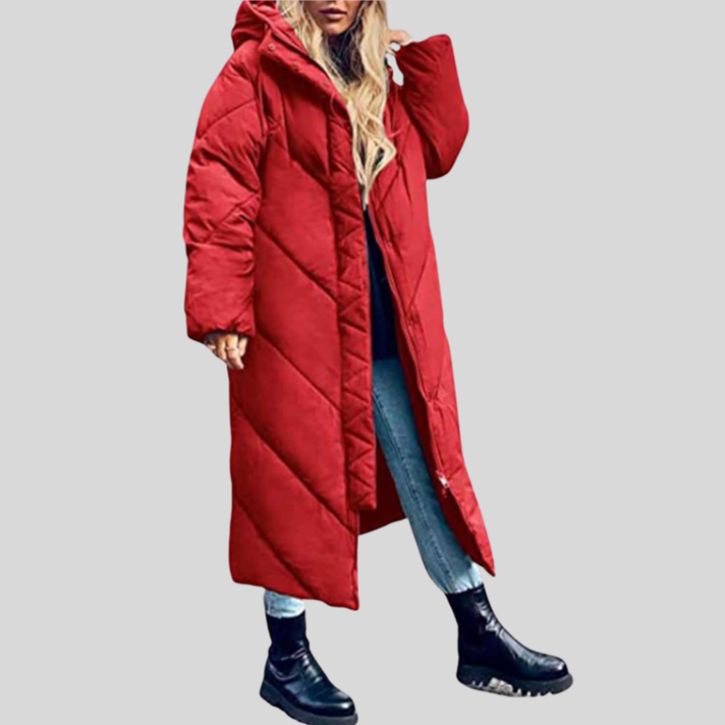 Chloe - Long, Warm Women's Coat with Hood