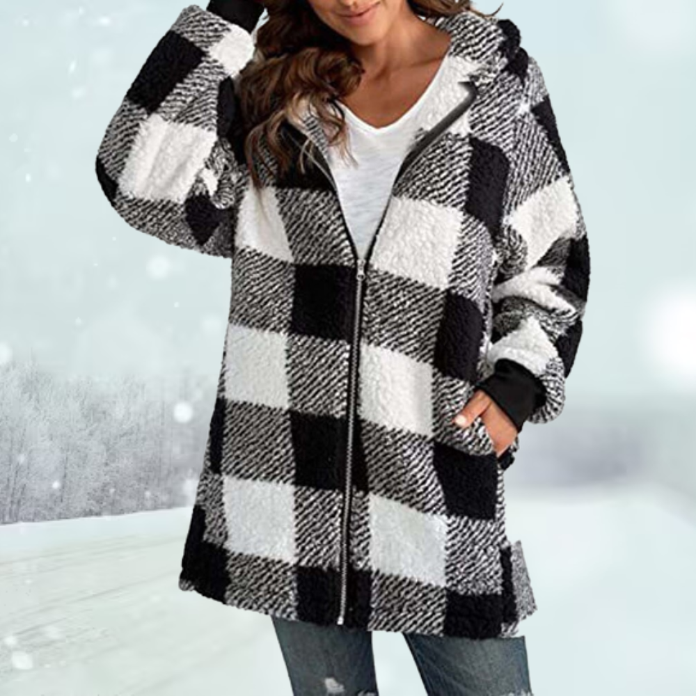 Anastasia - Checked Winter Coat with Hood