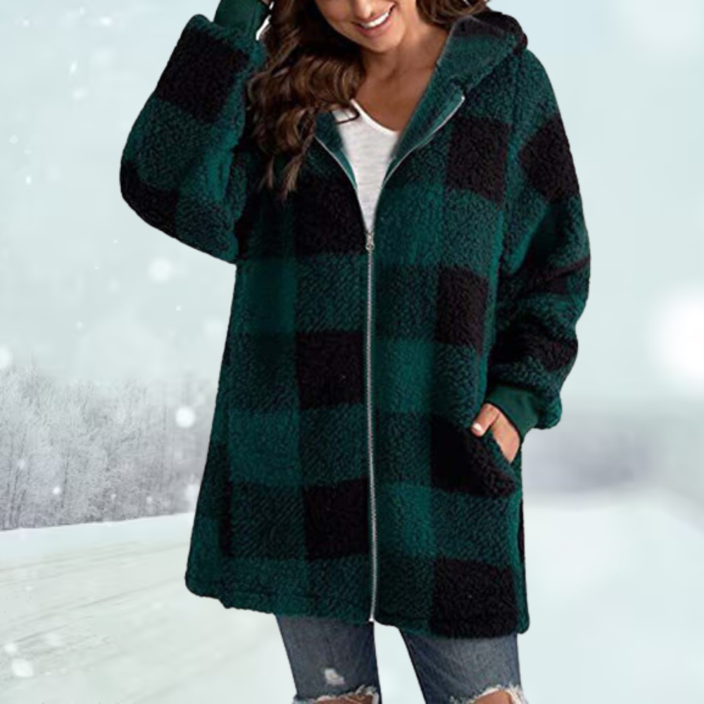 Anastasia - Checked Winter Coat with Hood