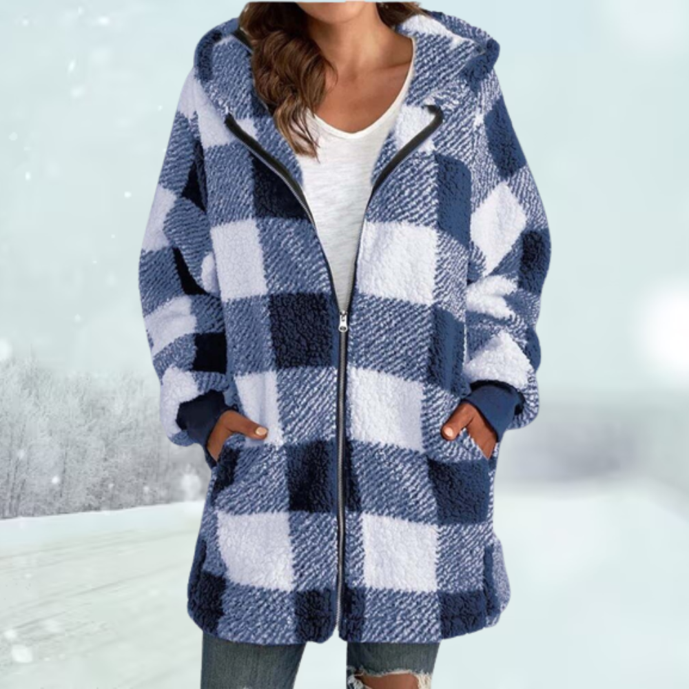 Anastasia - Checked Winter Coat with Hood