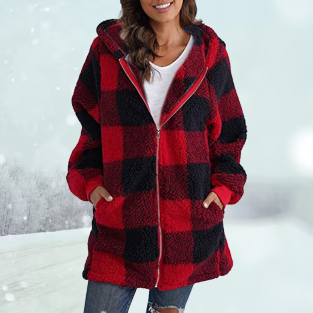 Anastasia - Checked Winter Coat with Hood