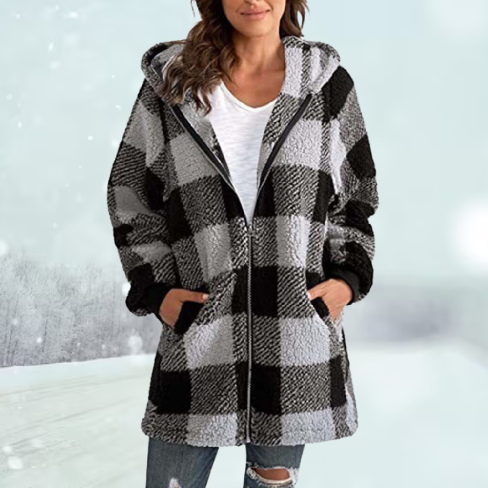 Anastasia - Checked Winter Coat with Hood