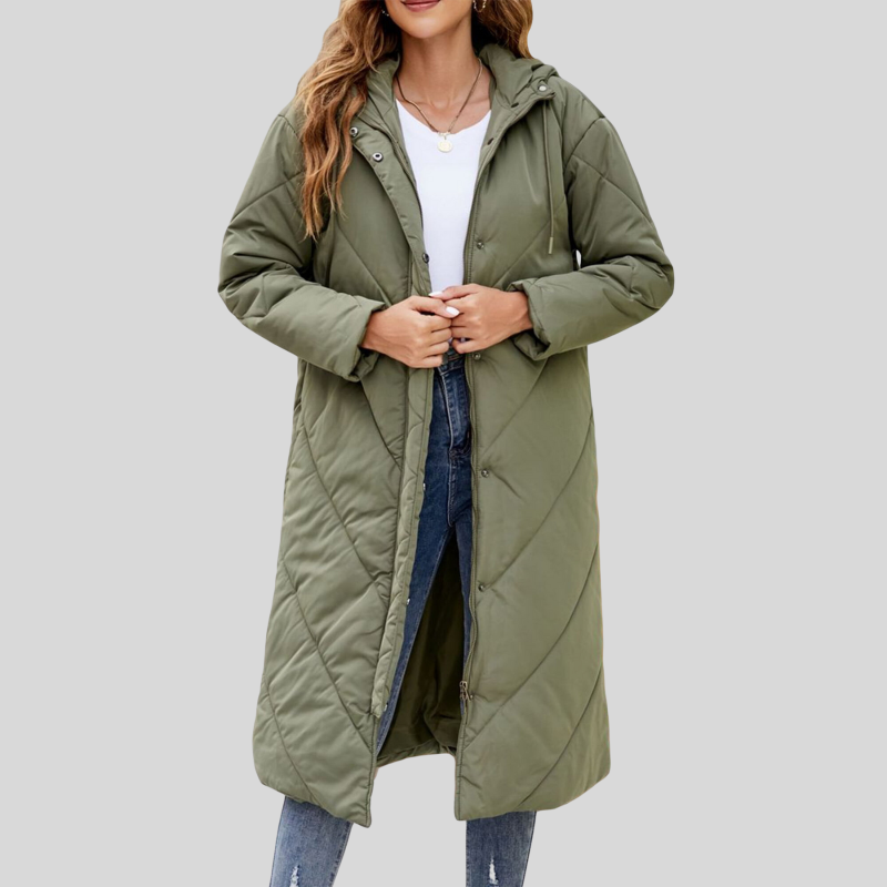 Chloe - Long, Warm Women's Coat with Hood