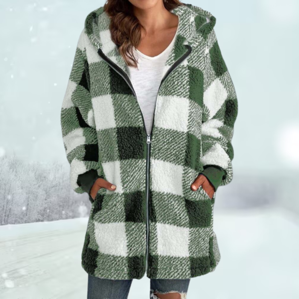 Anastasia - Checked Winter Coat with Hood