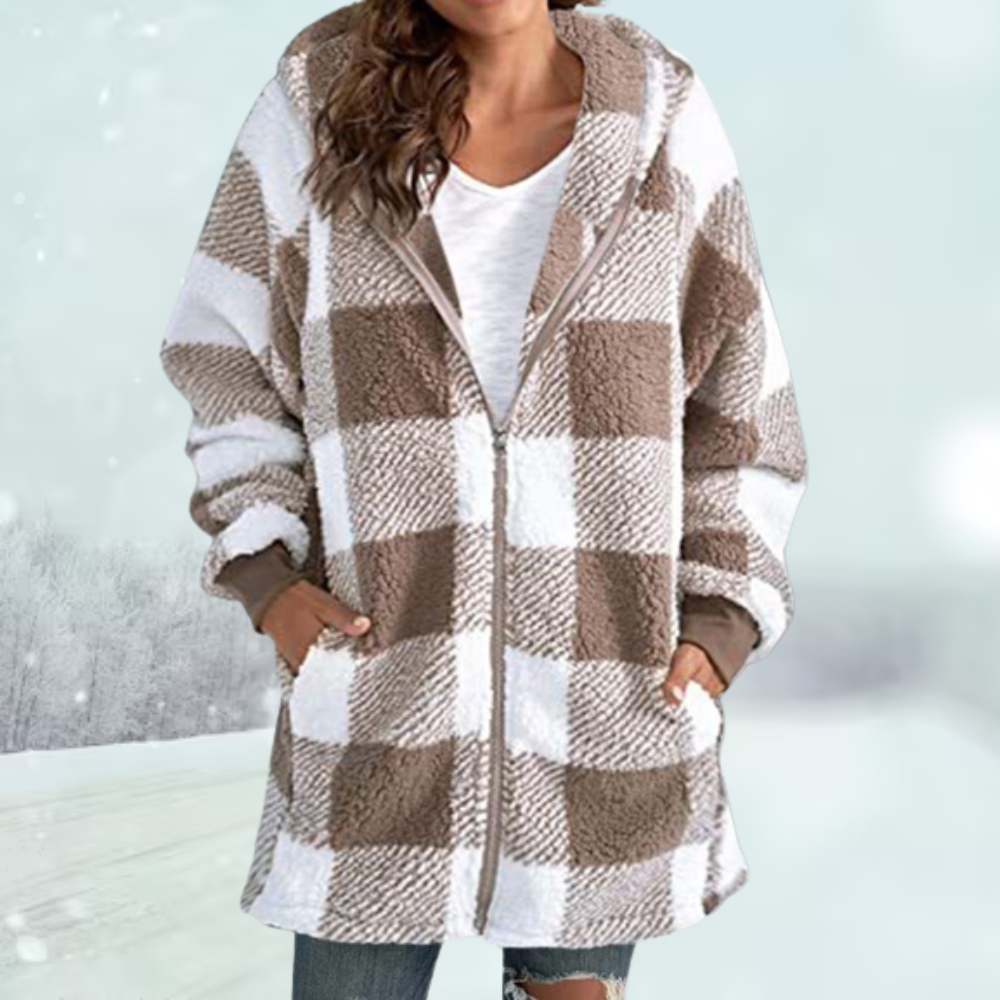 Anastasia - Checked Winter Coat with Hood