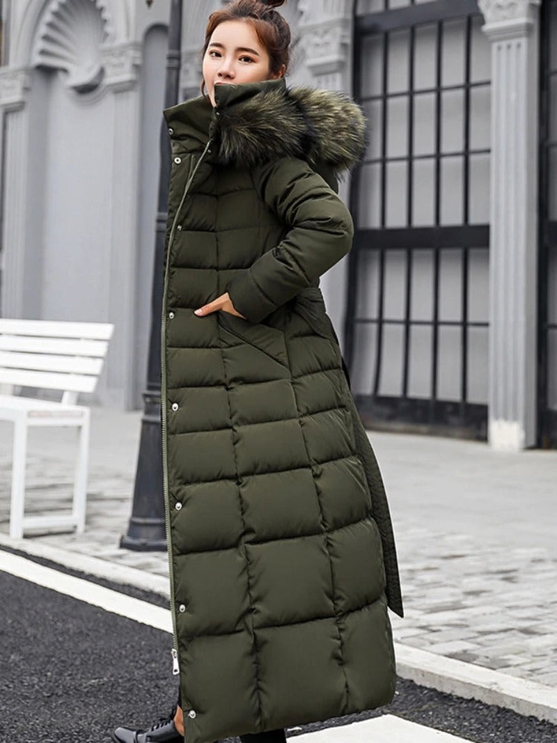 Lena – Fashionable Long Winter Coat with Belt for Style-Conscious Women