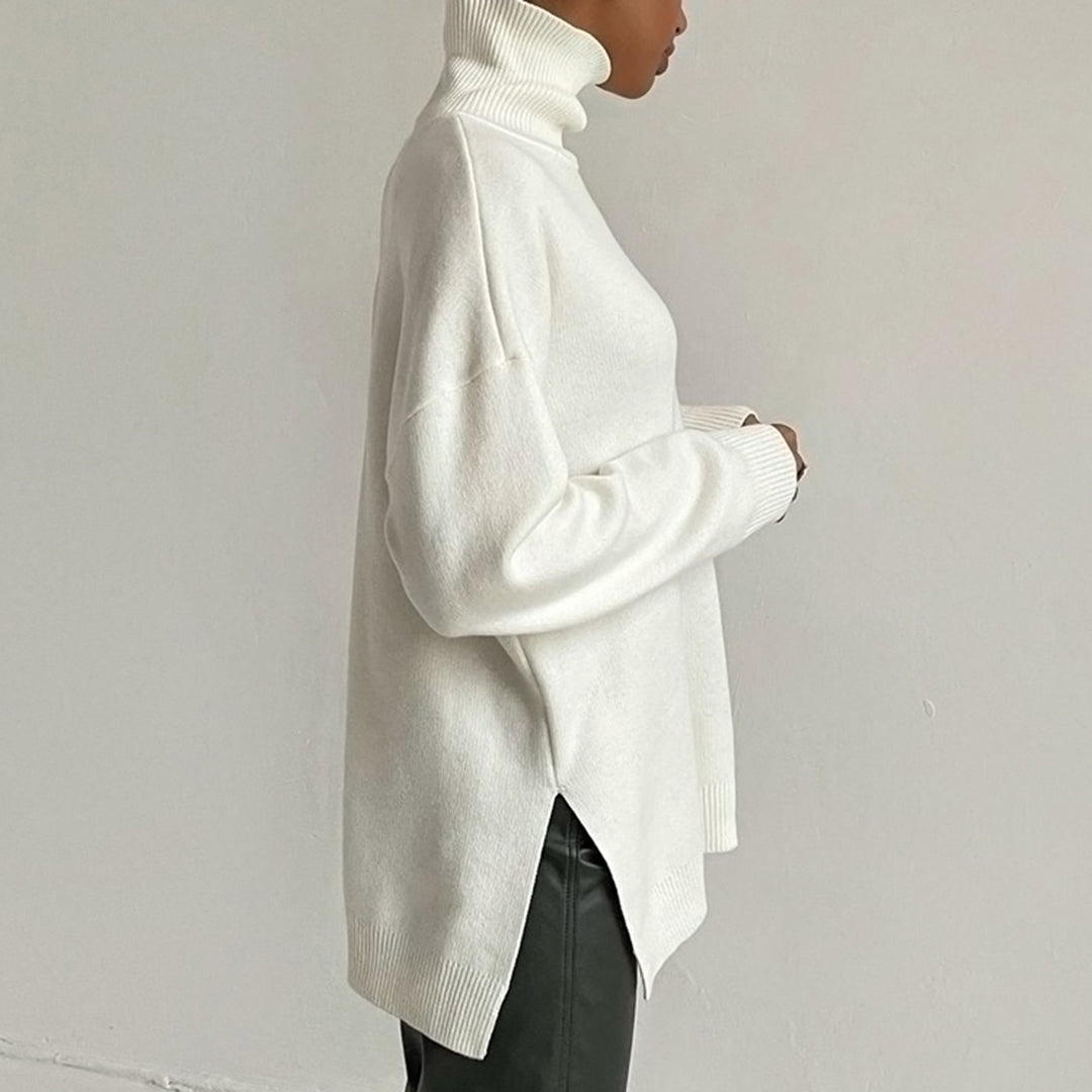 Loose Knit Women's Sweater with High Neck