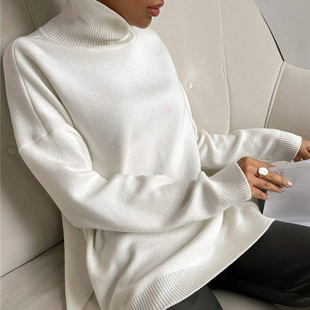 Loose Knit Women's Sweater with High Neck