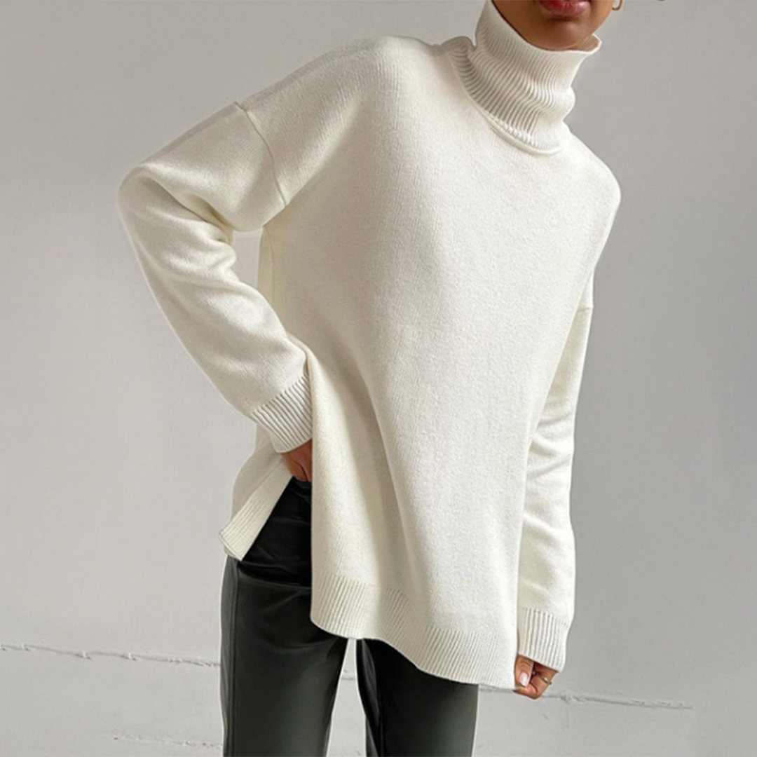 Loose Knit Women's Sweater with High Neck