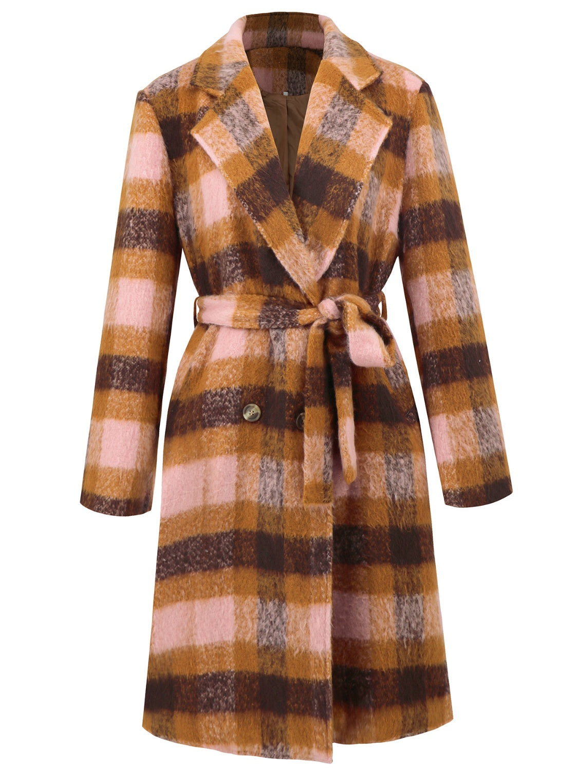 Amelia - Knitted Checked Coat with Collar